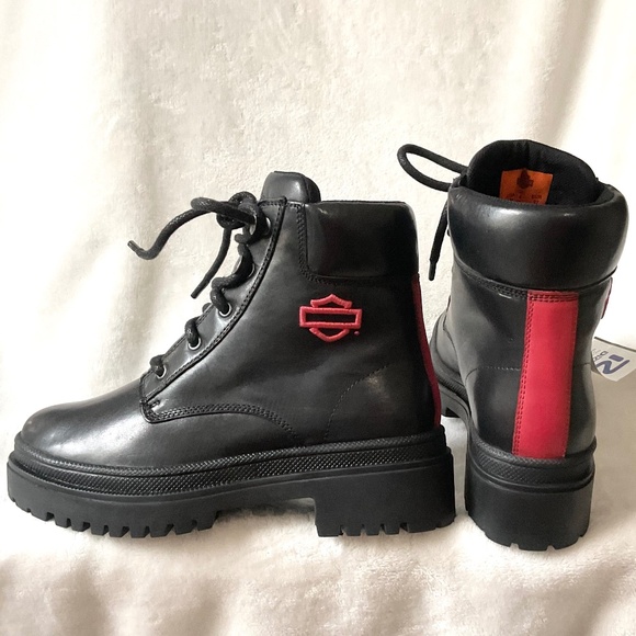 HARLEY DAVIDSON Chunky Lug Sole Grunge, Goth core Combat Moto Witchy Boots Sz 6 - Picture 1 of 15